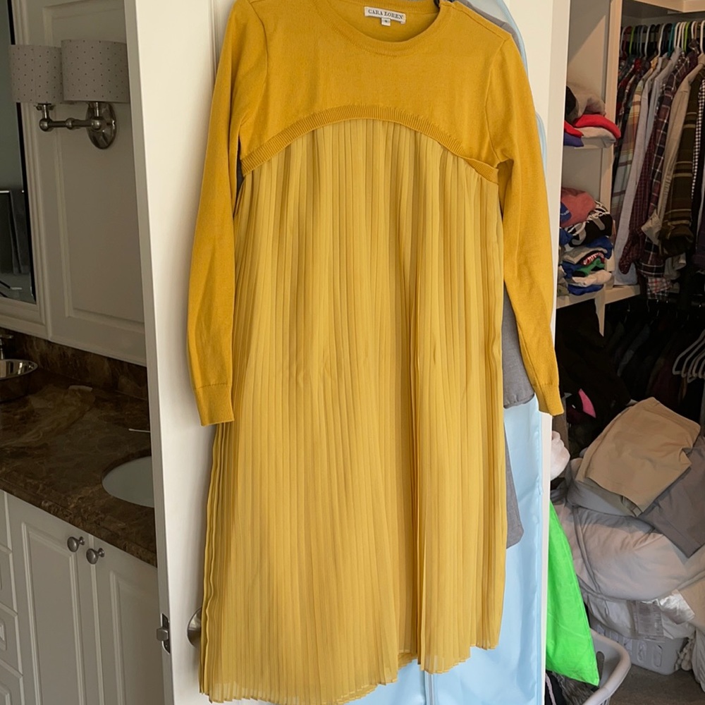 Unique pleated sweater dress